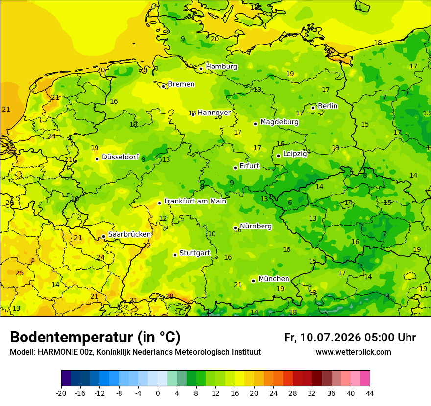 Modellkarte HARMONIE – t_g – deutschland