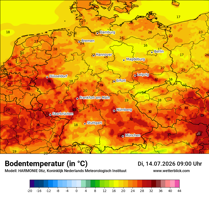 Modellkarte HARMONIE – t_g – deutschland