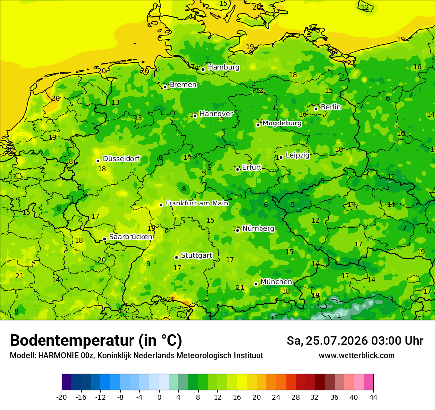 Modellkarte HARMONIE – t_g – deutschland