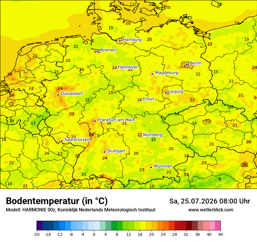 Modellkarte HARMONIE – t_g – deutschland