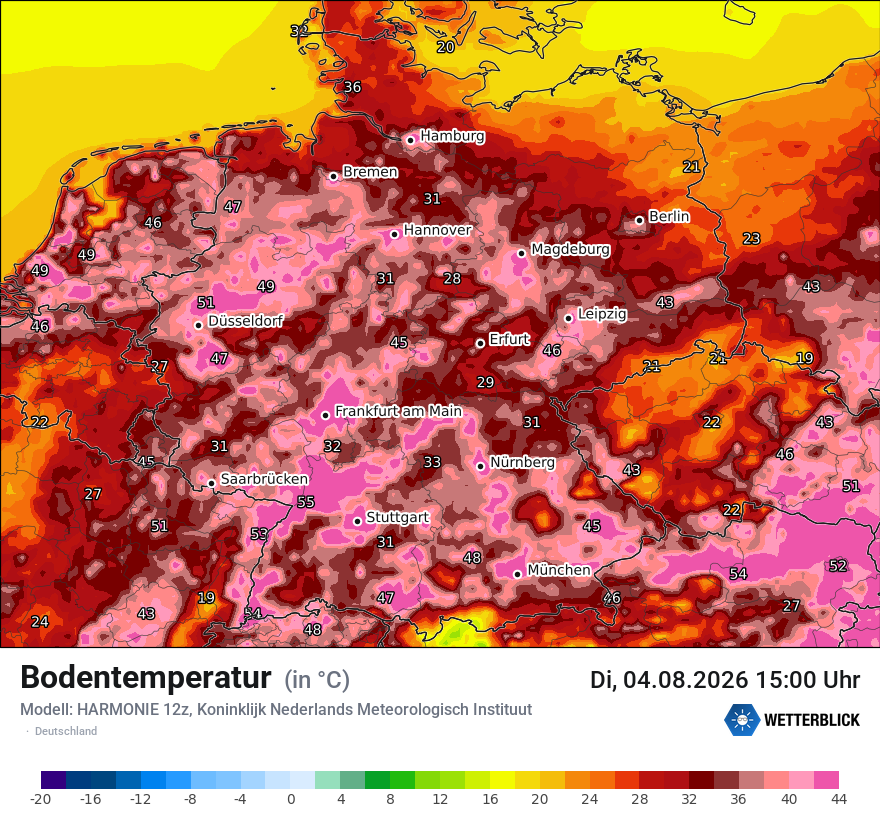 Modellkarte HARMONIE – t_g – deutschland
