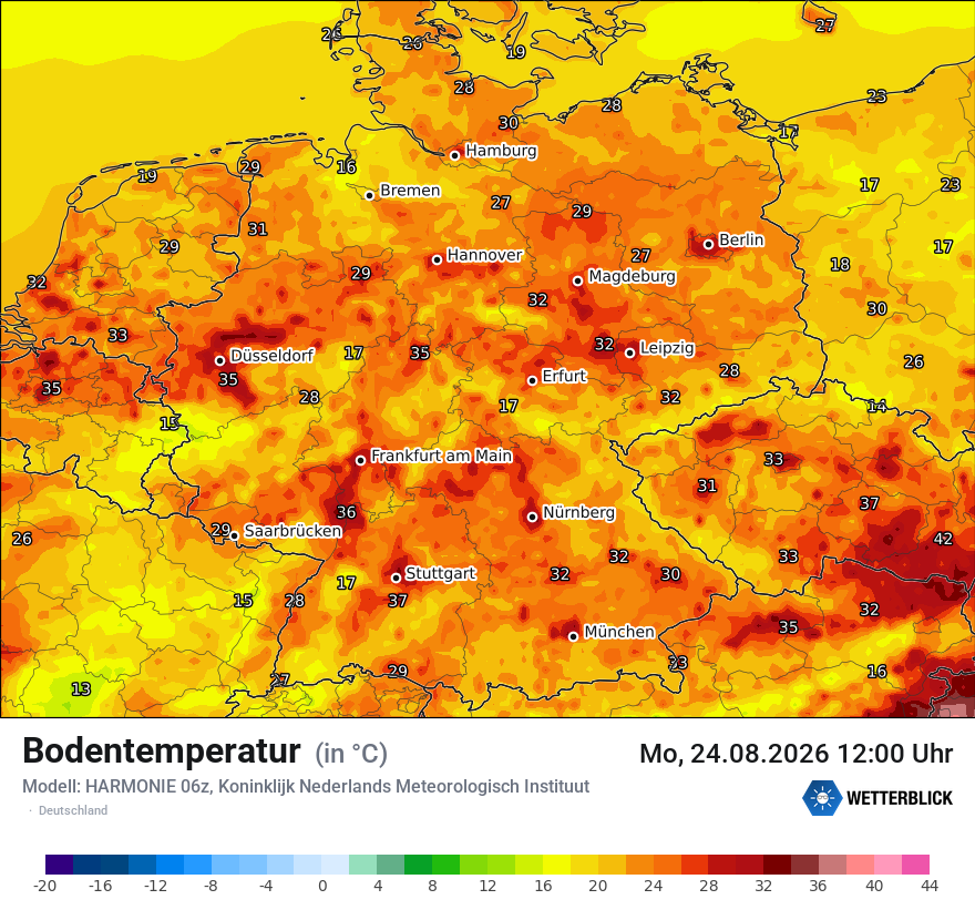Modellkarte HARMONIE – t_g – deutschland