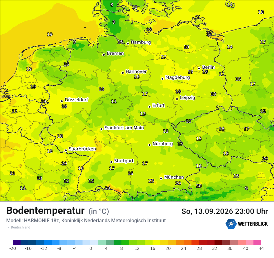 Modellkarte HARMONIE – t_g – deutschland