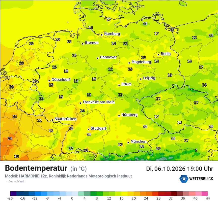 Modellkarte HARMONIE – t_g – deutschland