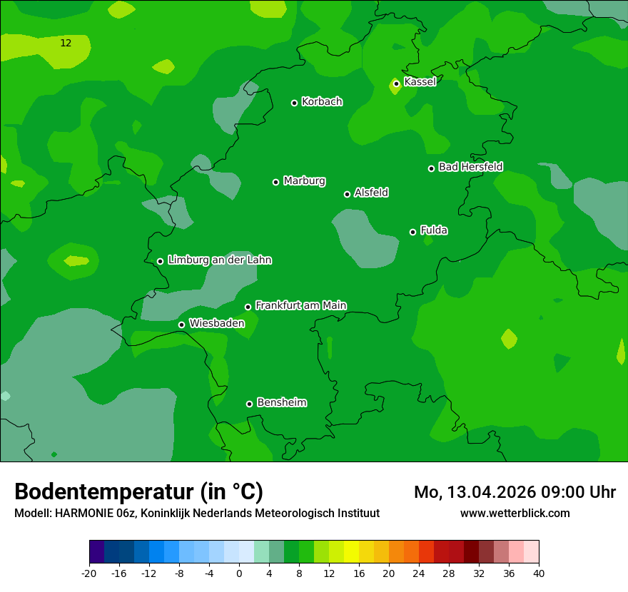 Modellkarte HARMONIE – t_g – he