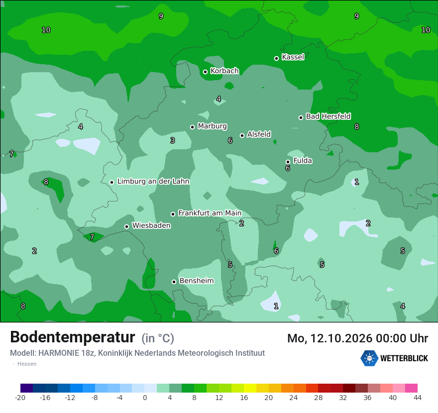 Modellkarte HARMONIE – t_g – he