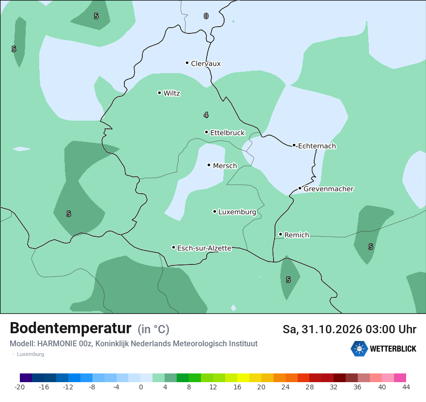 Modellkarte HARMONIE – t_g – luxemburg
