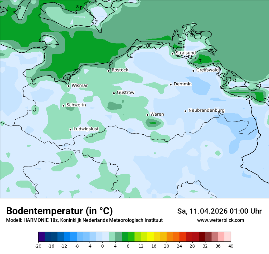 Modellkarte HARMONIE – t_g – mv