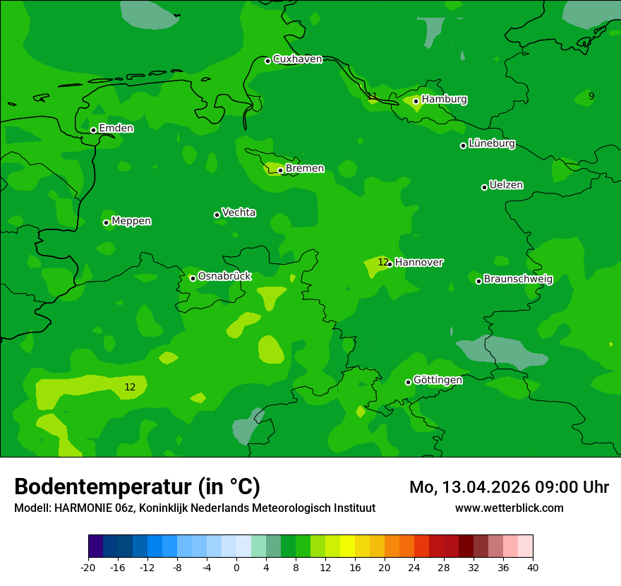 Modellkarte HARMONIE – t_g – ni