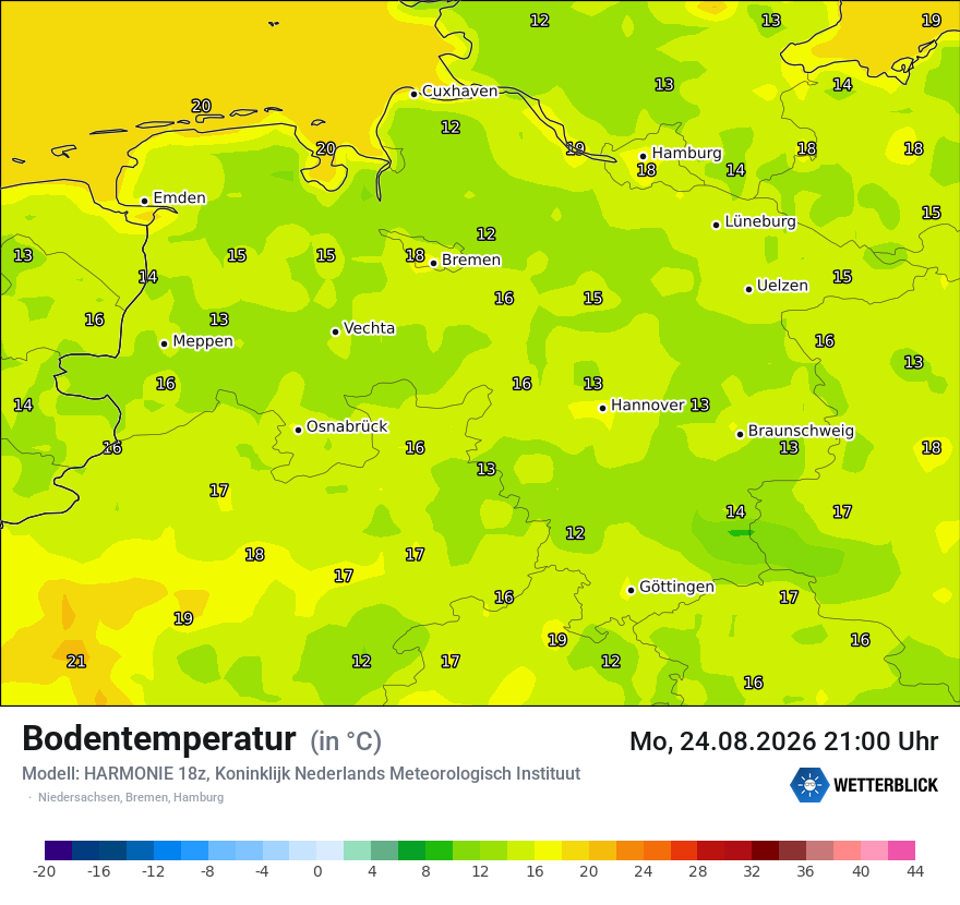 Modellkarte HARMONIE – t_g – ni