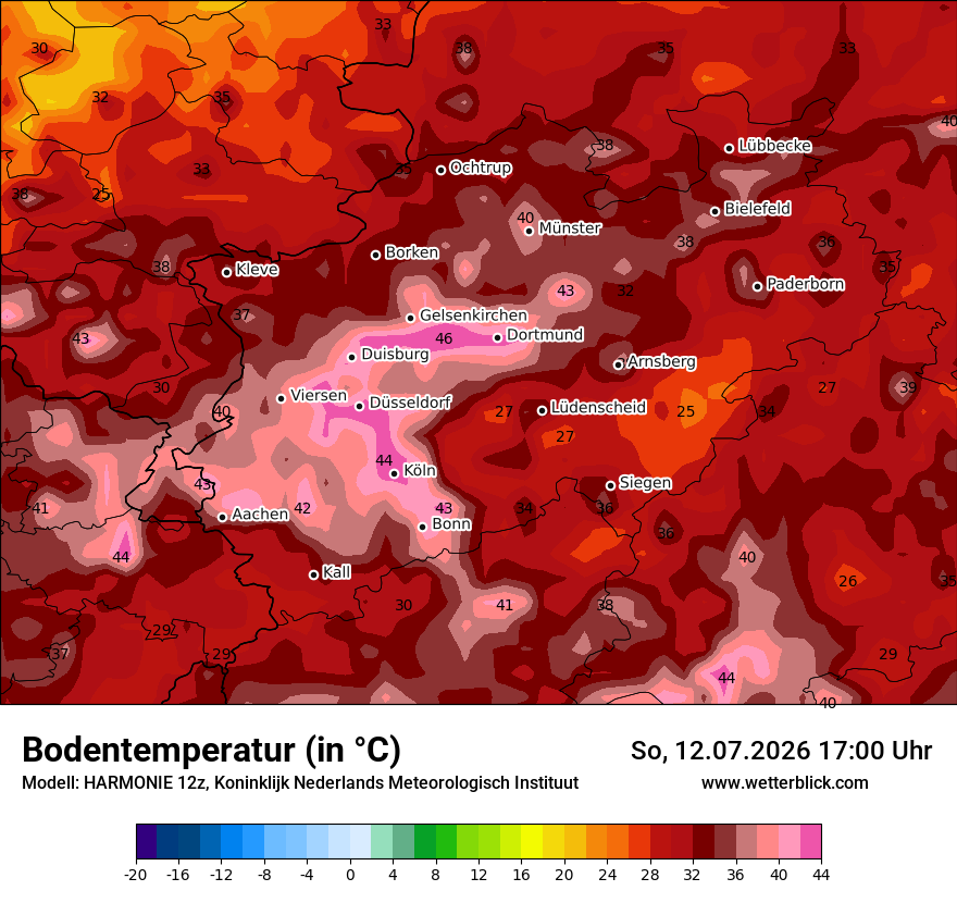 Modellkarte HARMONIE – t_g – nrw