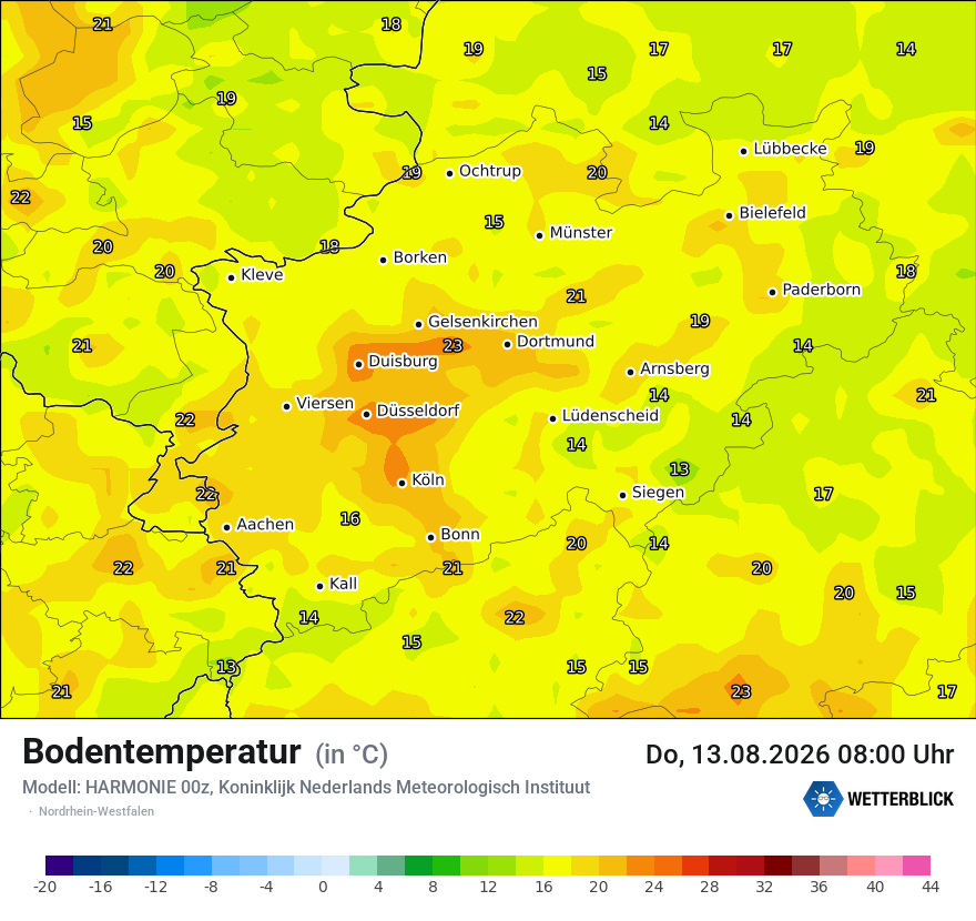 Modellkarte HARMONIE – t_g – nrw