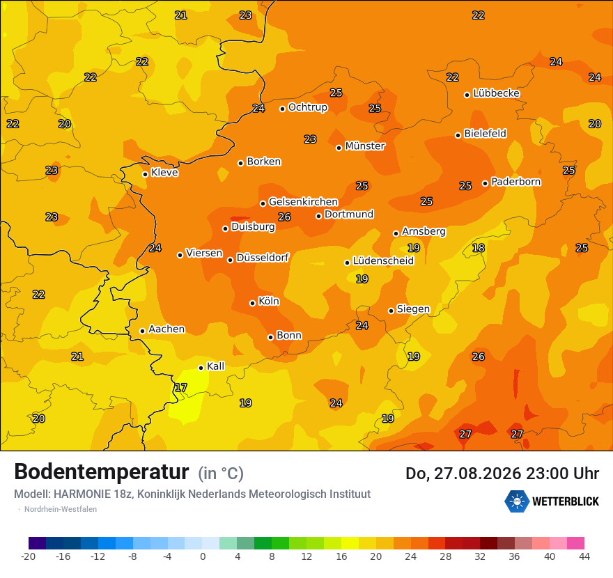 Modellkarte HARMONIE – t_g – nrw