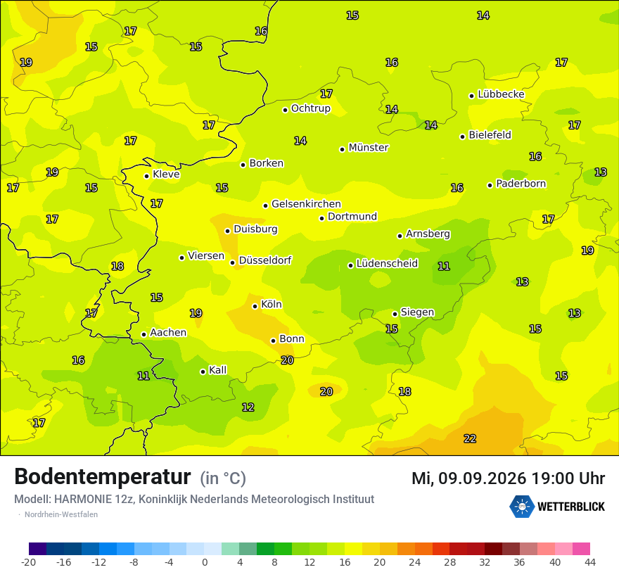 Modellkarte HARMONIE – t_g – nrw