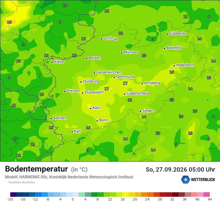 Modellkarte HARMONIE – t_g – nrw