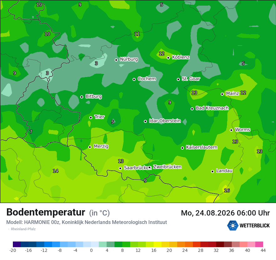 Modellkarte HARMONIE – t_g – rp