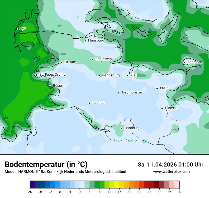 Modellkarte HARMONIE – t_g – sh