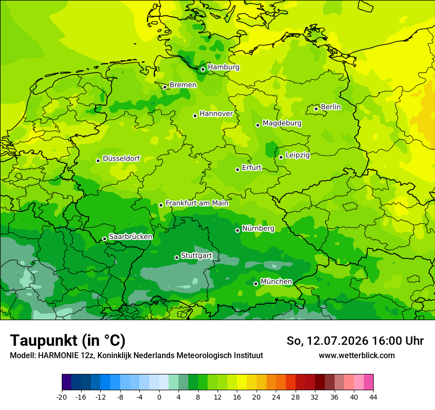 Modellkarte HARMONIE – td – deutschland
