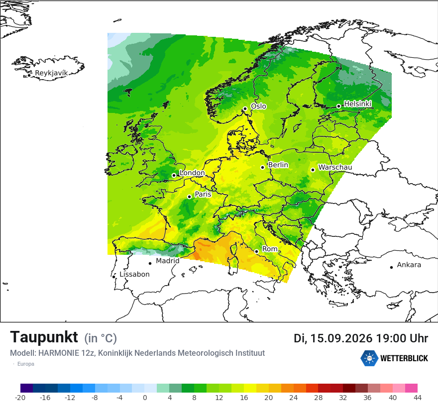 Modellkarte HARMONIE – td – europa