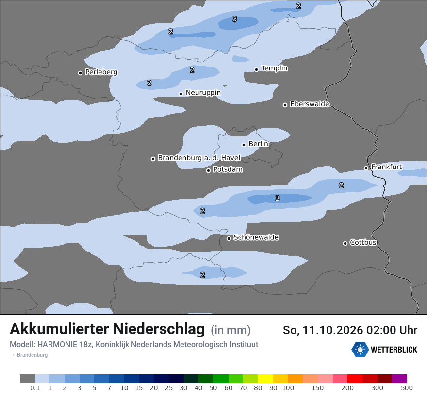 Modellkarte HARMONIE – tot_prec – bb