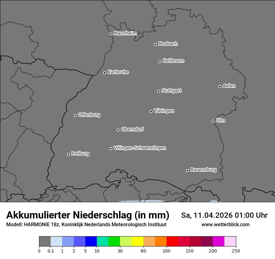 Modellkarte HARMONIE – tot_prec – bw
