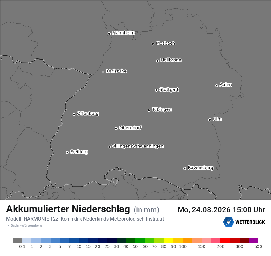 Modellkarte HARMONIE – tot_prec – bw
