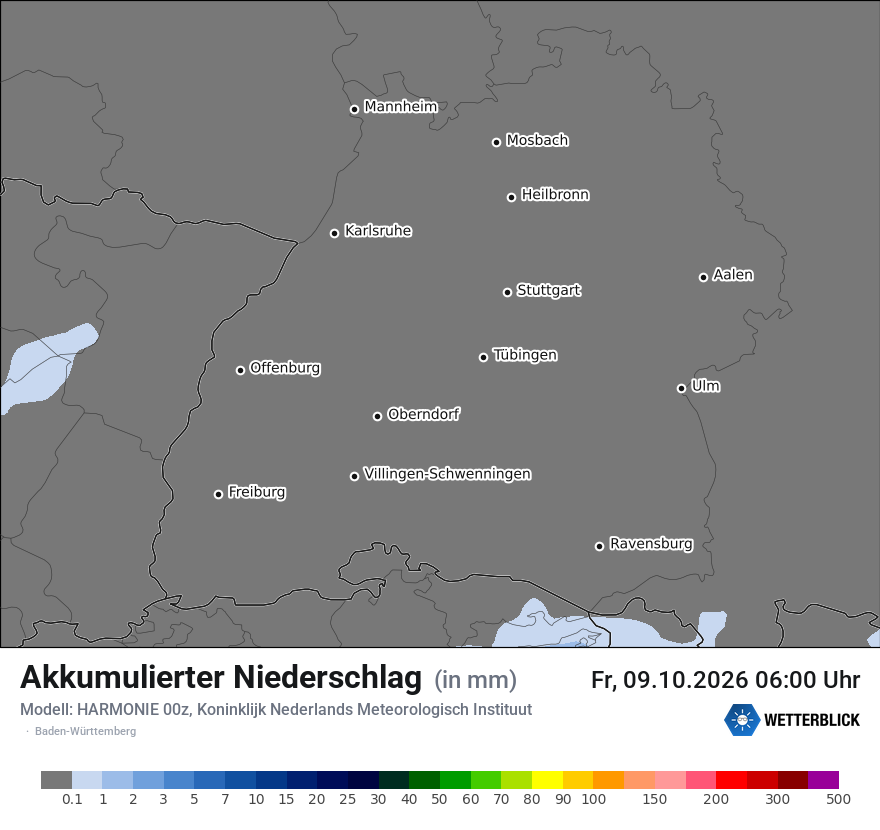 Modellkarte HARMONIE – tot_prec – bw