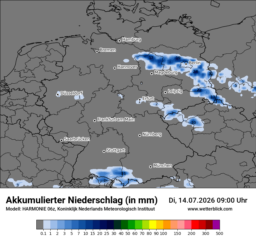 Modellkarte HARMONIE – tot_prec – deutschland