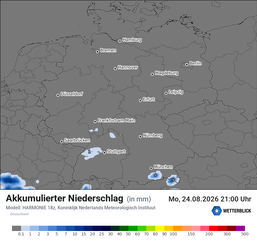 Modellkarte HARMONIE – tot_prec – deutschland