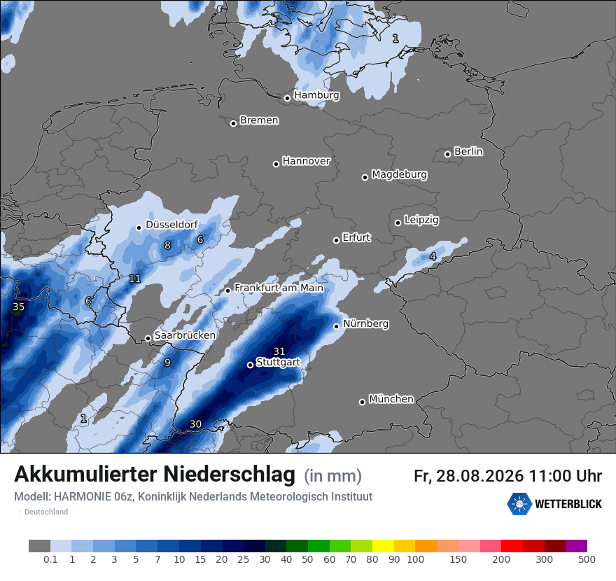 Modellkarte HARMONIE – tot_prec – deutschland
