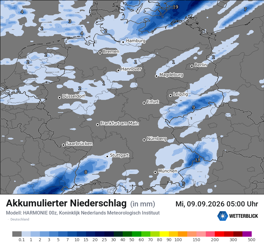 Modellkarte HARMONIE – tot_prec – deutschland