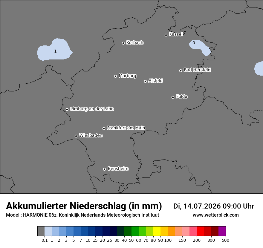 Modellkarte HARMONIE – tot_prec – he