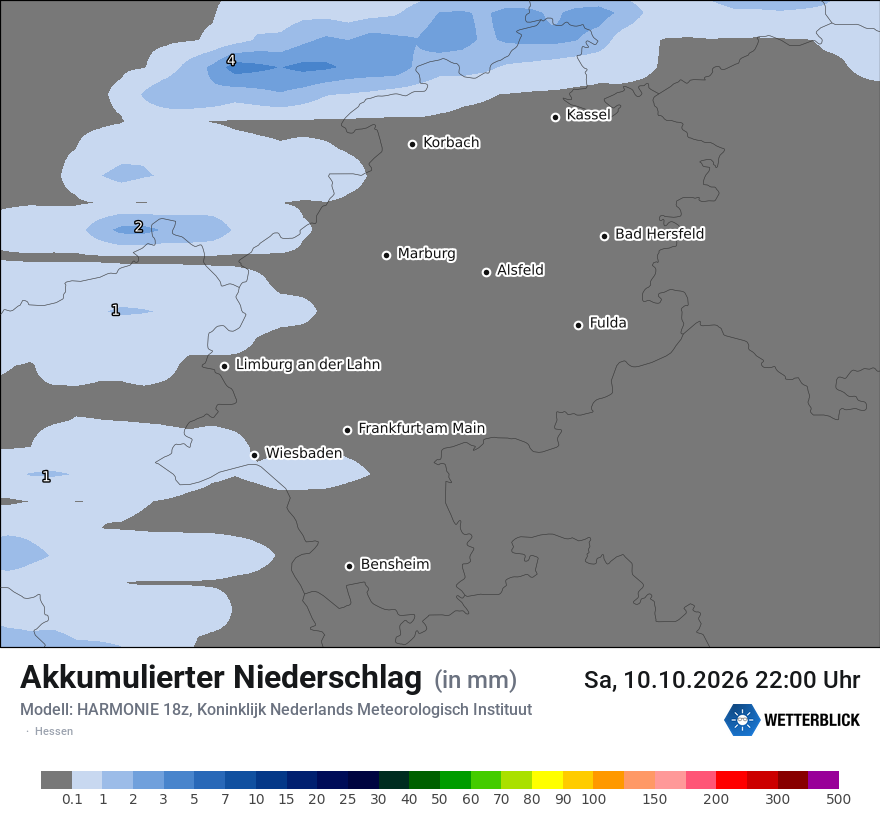 Modellkarte HARMONIE – tot_prec – he