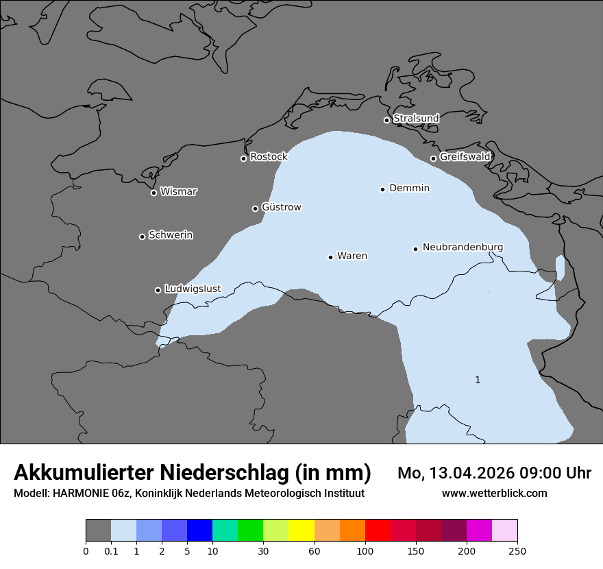 Modellkarte HARMONIE – tot_prec – mv