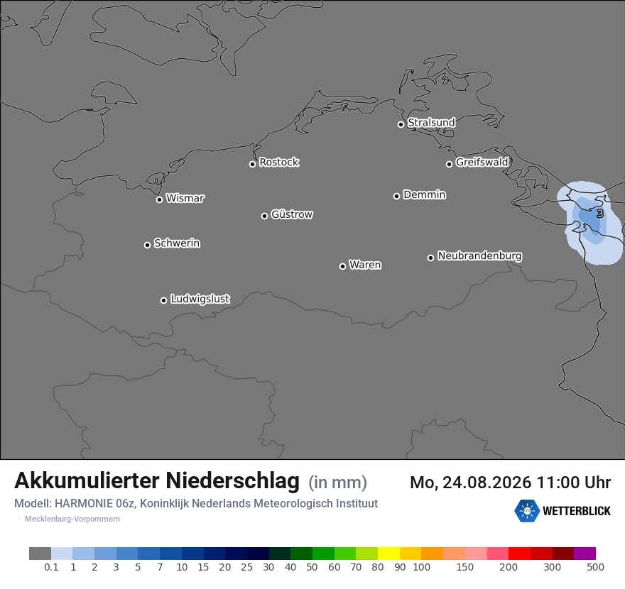 Modellkarte HARMONIE – tot_prec – mv