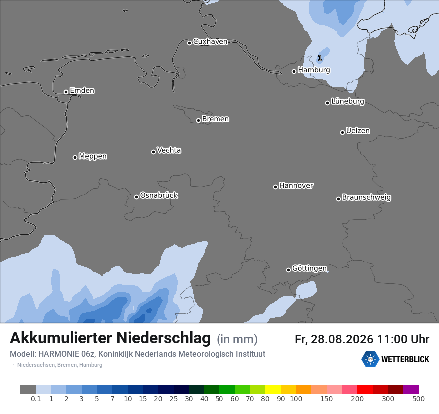 Modellkarte HARMONIE – tot_prec – ni