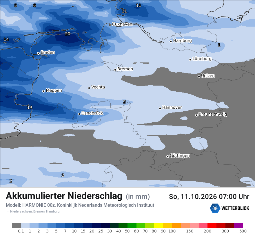 Modellkarte HARMONIE – tot_prec – ni