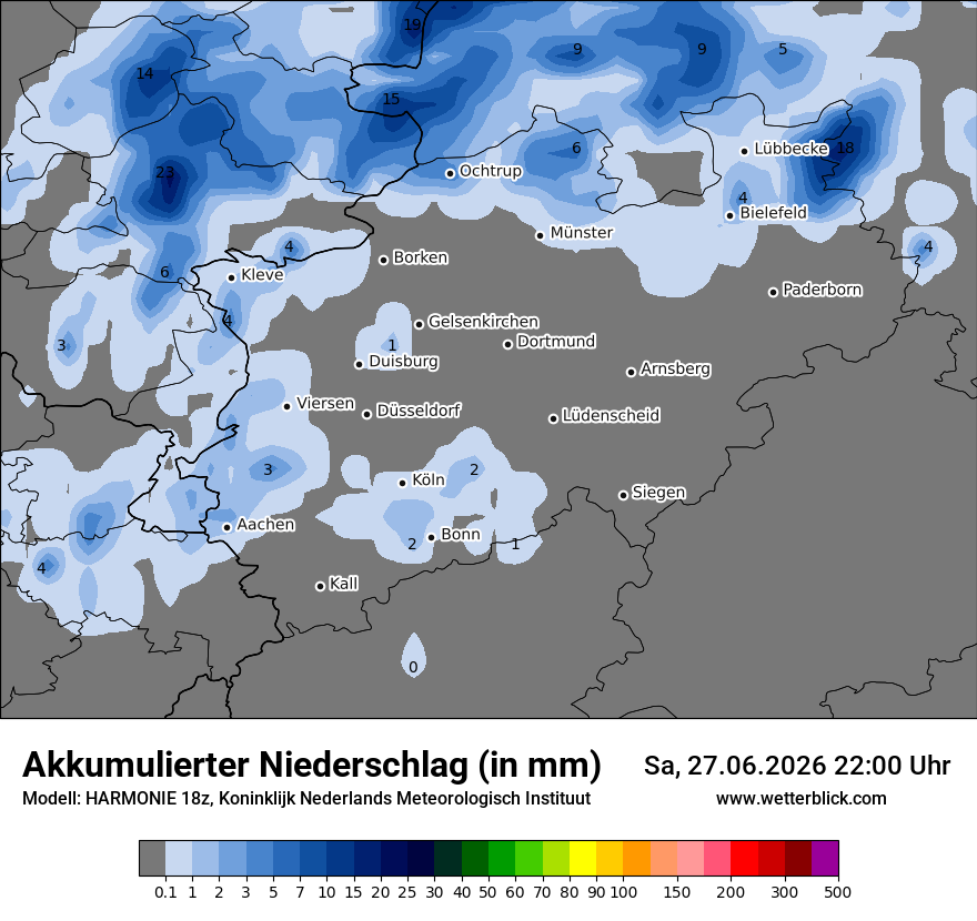 Modellkarte HARMONIE – tot_prec – nrw