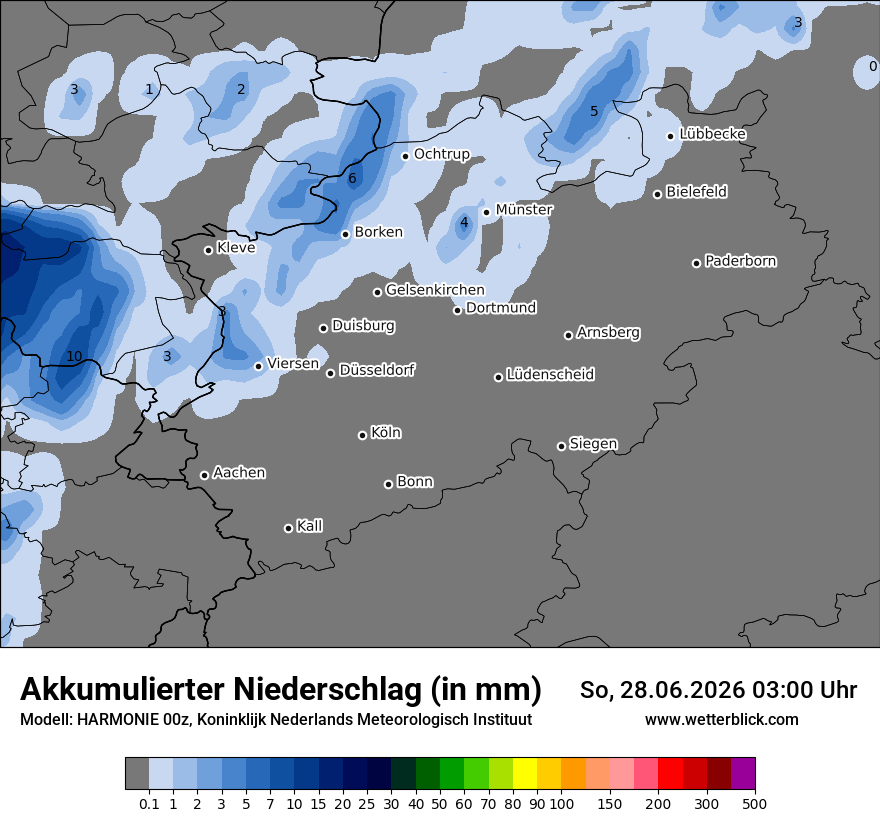 Modellkarte HARMONIE – tot_prec – nrw