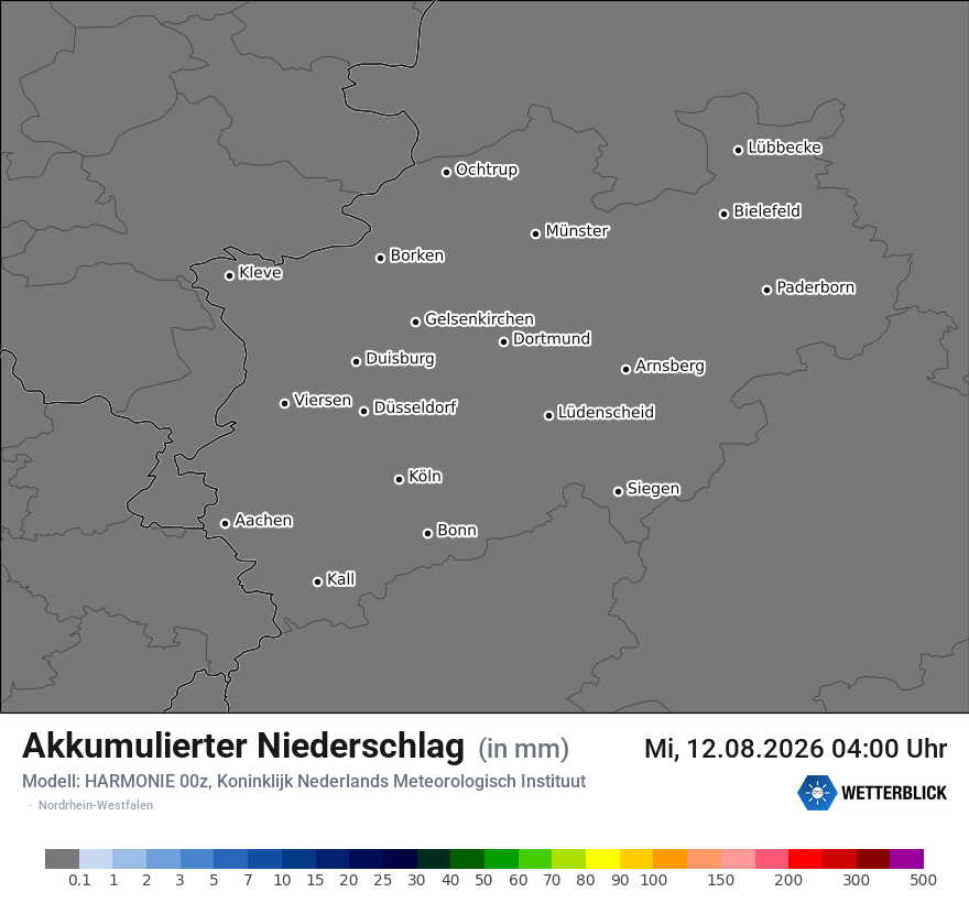 Modellkarte HARMONIE – tot_prec – nrw