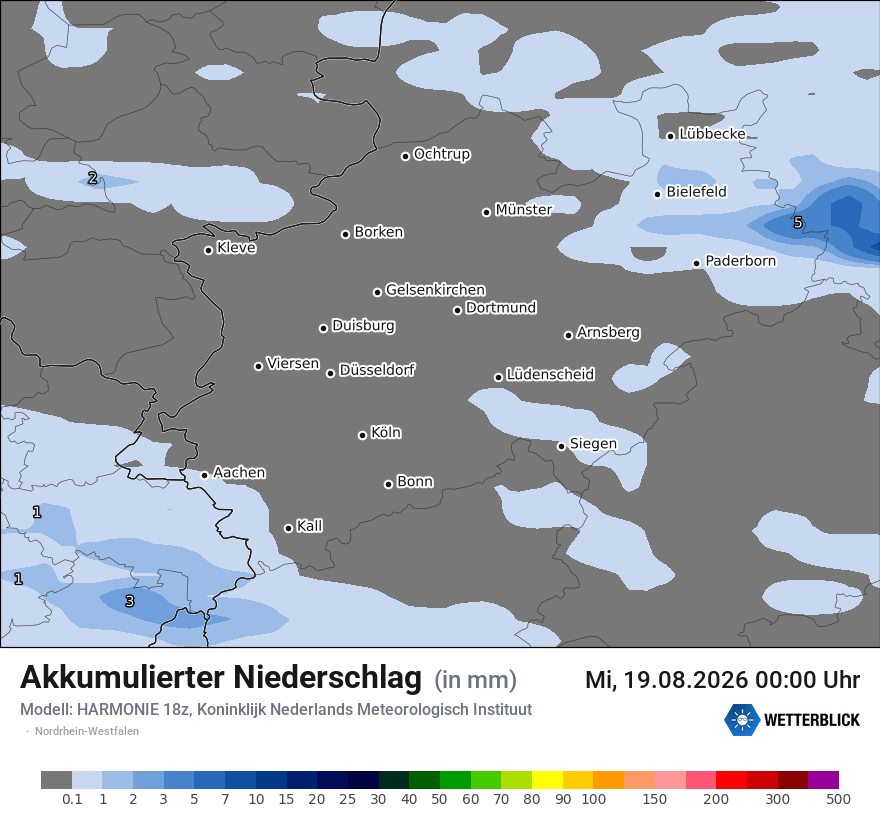 Modellkarte HARMONIE – tot_prec – nrw