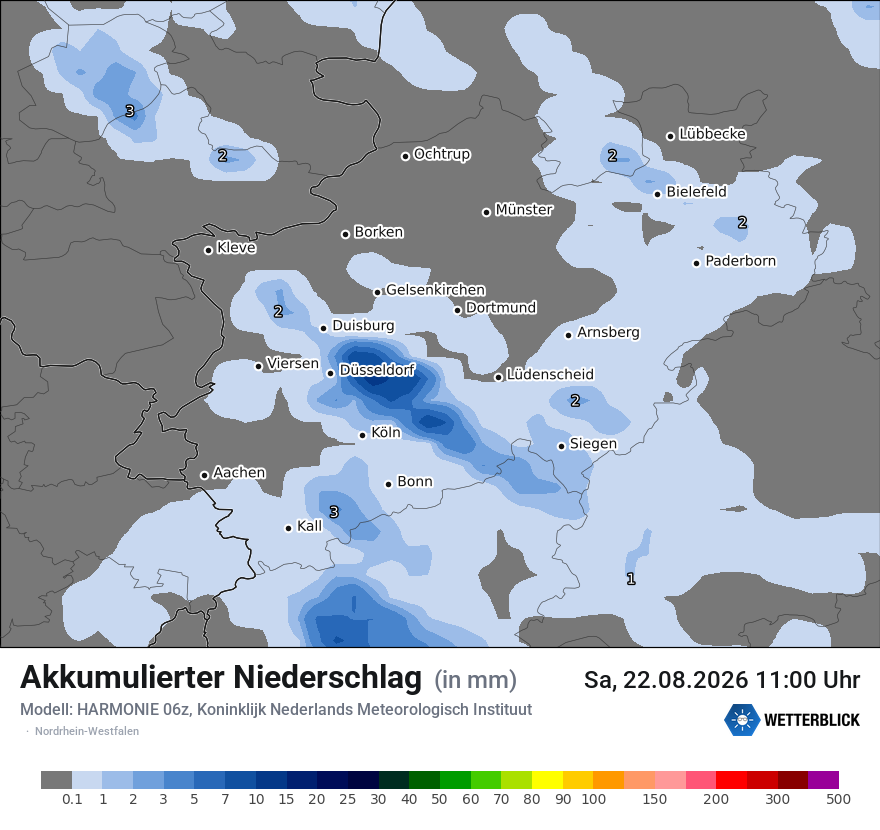 Modellkarte HARMONIE – tot_prec – nrw