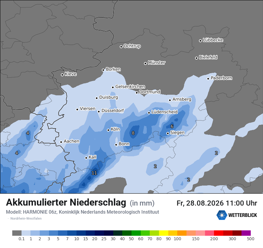 Modellkarte HARMONIE – tot_prec – nrw