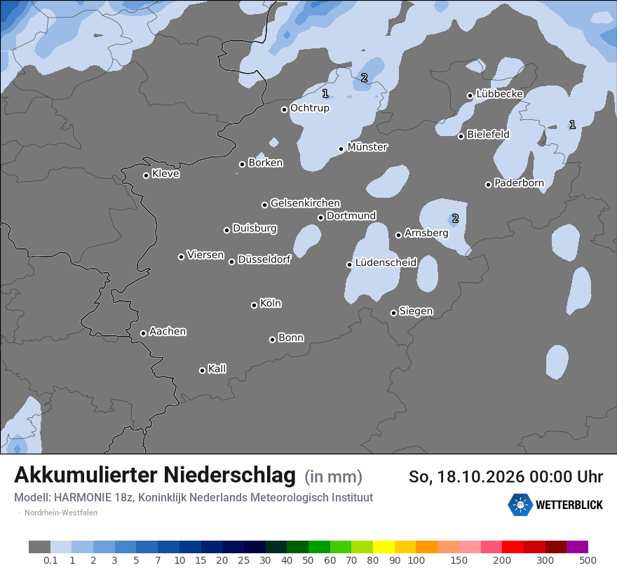 Modellkarte HARMONIE – tot_prec – nrw