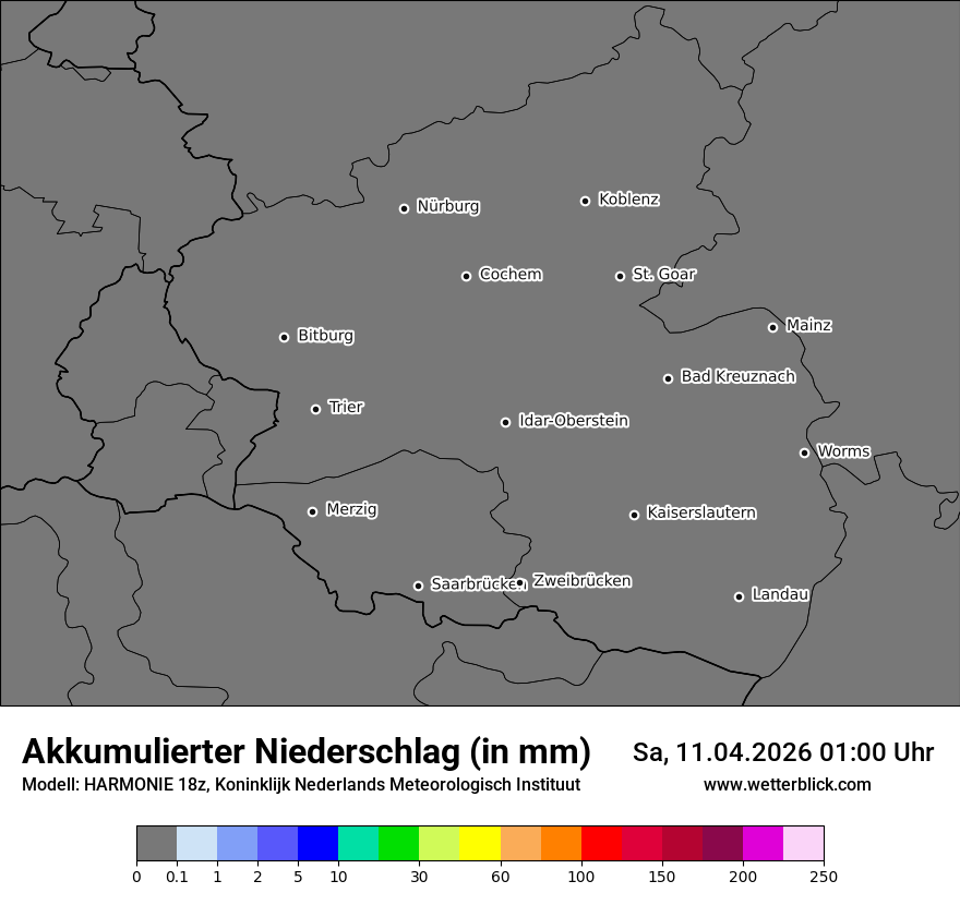 Modellkarte HARMONIE – tot_prec – rp