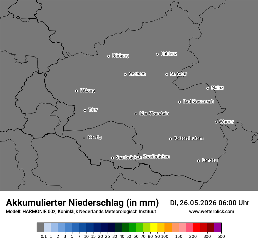 Modellkarte HARMONIE – tot_prec – rp