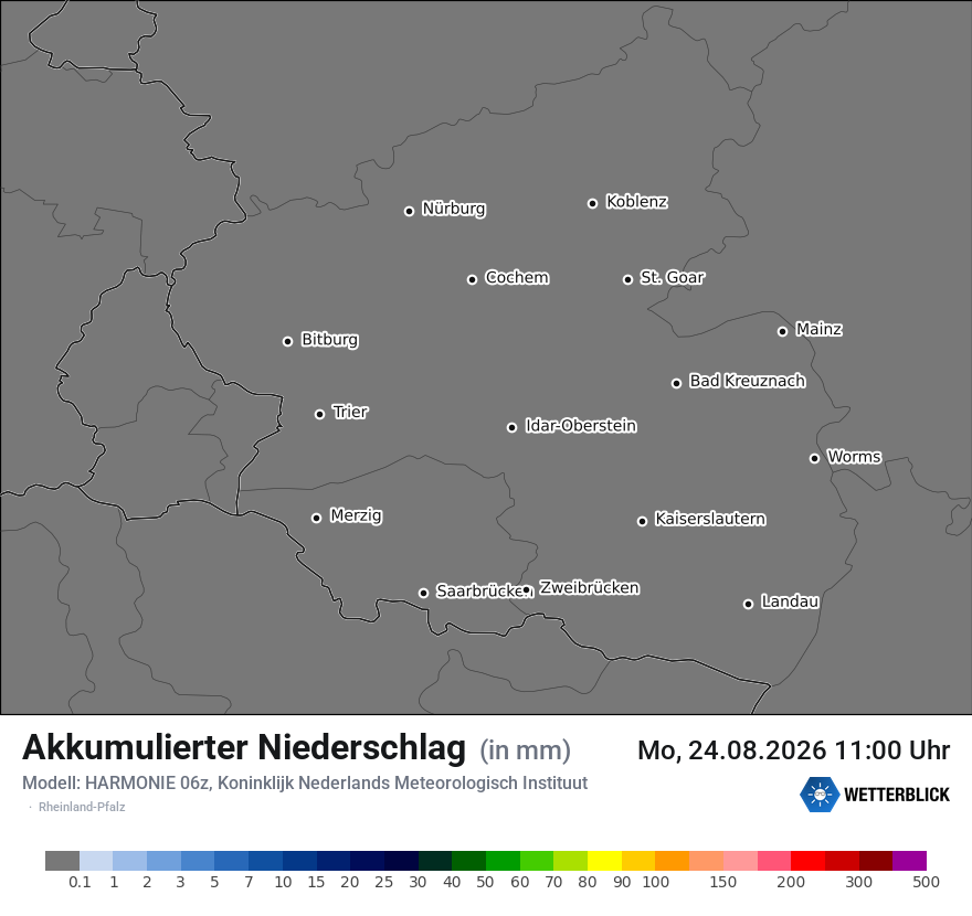 Modellkarte HARMONIE – tot_prec – rp
