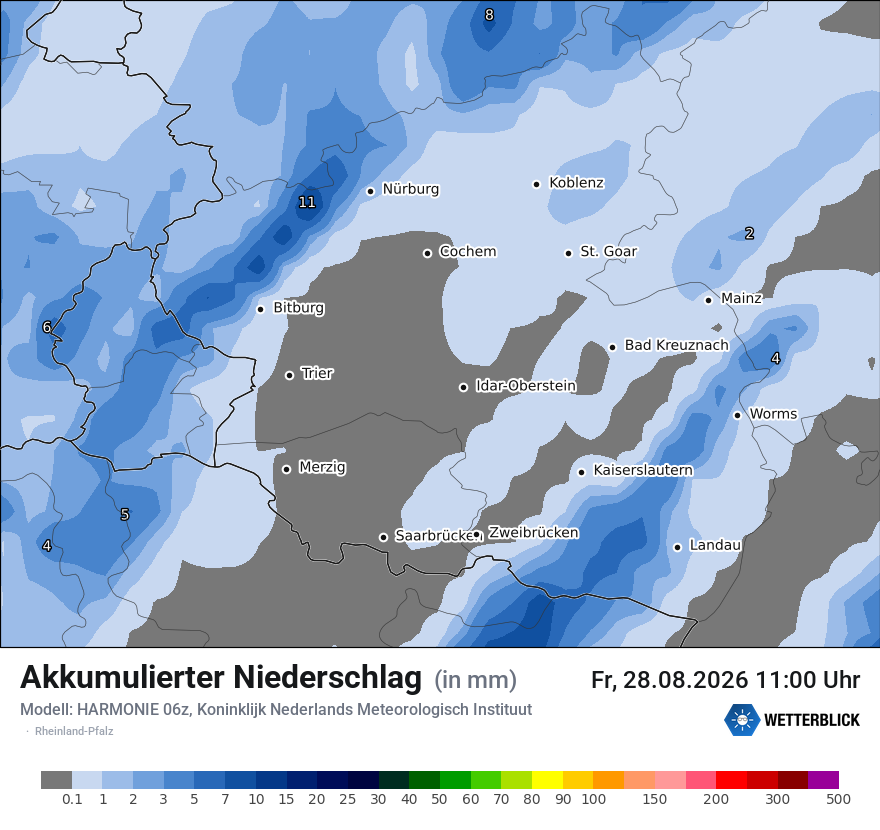 Modellkarte HARMONIE – tot_prec – rp