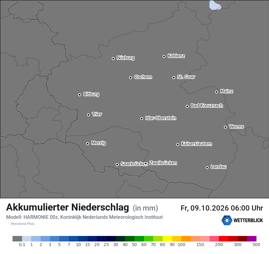 Modellkarte HARMONIE – tot_prec – rp
