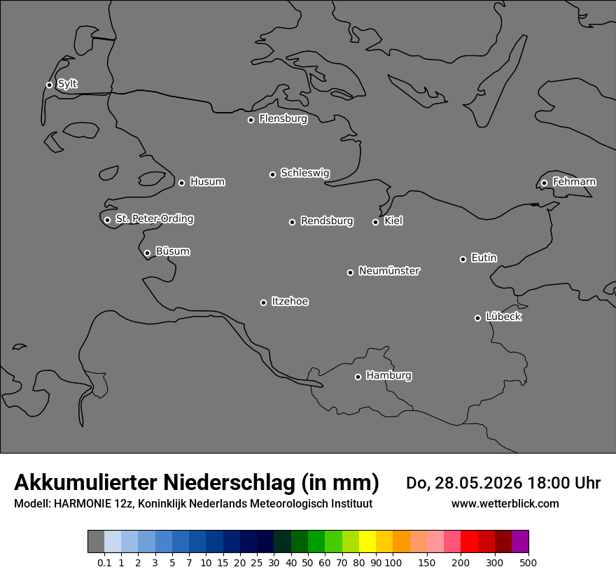 Modellkarte HARMONIE – tot_prec – sh